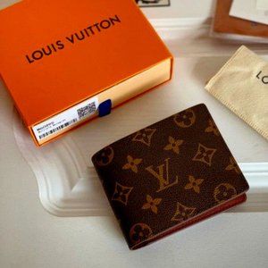 Louis Vuitton Brown (Ebene) Leather Wallet W/ Box Never Used